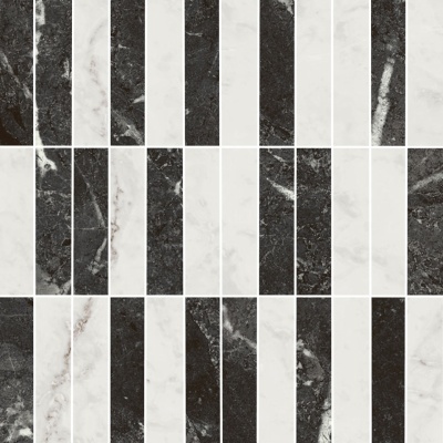 Декор Тубкаль мозаичный микс чёрный белый глянцевый обрезной 30x30x0,9 Декор Тубкаль мозаичный микс чёрный белый глянцевый обрезной 30x30x0,9