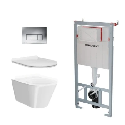 Комплект с подвесным унитазом PLAZA Modern и кнопкой управления хром-глянец