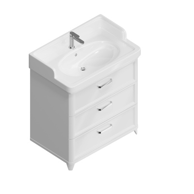 Тумба POMPEI напольная с 3 ящиками 80, белая глянцевая Тумба POMPEI напольная с 3 ящиками 80, белая глянцевая