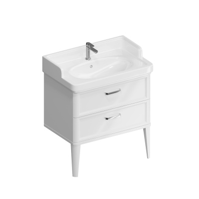 Тумба POMPEI напольная с 2 ящиками 80, белая глянцевая Тумба POMPEI напольная с 2 ящиками 80, белая глянцевая