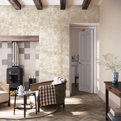 Обои виниловые Оазис мотив, бежевый, белый