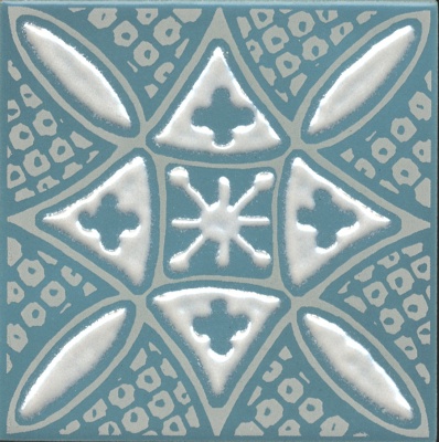 Декор Бахия 2 бирюзовый глянцевый 9,8x9,8x0,7