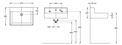 Раковина LOGICA M мебельная\подвесная cо встроенным смесителем 65, белая глянцевая