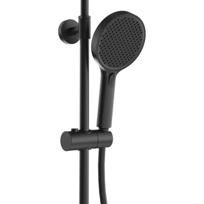 Душевая колонна FONTE на 3 потока с фиксированным изливом и механическим смесителем, черный матовый