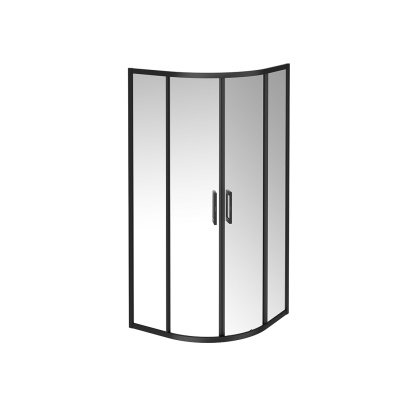 Душевой уголок VETRO, раздвижной, четверть круга, 90х90х195, матовый черный Душевой уголок VETRO, раздвижной, четверть круга, 90х90х195, матовый черный