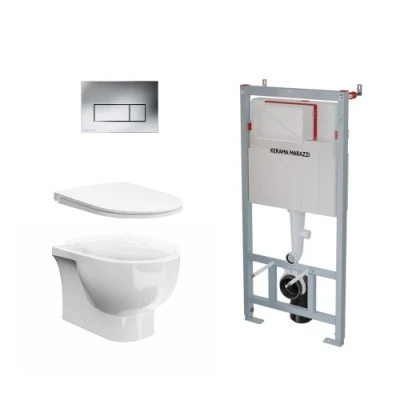 Комплект с подвесным унитазом BUONGIORNO PRO и кнопкой управления хром-глянец