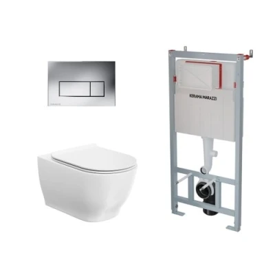 Комплект с подвесным унитазом Modula и кнопкой управления хром-глянец