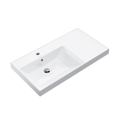 Раковина CUBO левая подвесная\мебельная 90, белая глянцевая Раковина CUBO левая подвесная\мебельная 90, белая глянцевая