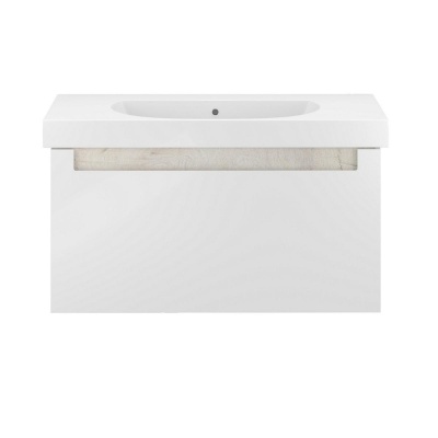 Тумба BUONGIORNO PLUS подвесная с ящиками 100, белая глянцевая-дуб Кантри