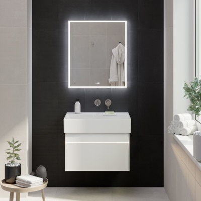 Зеркало TECNO c LED 70 с подсветкой, с функцией антизапотевание, белый глянцевый