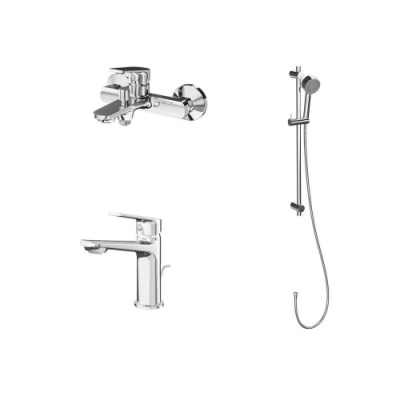 Комплект для ванной комнаты NOTA со смесителем для ванны, душевой стойкой и смесителем для раковины, хром Комплект для ванной комнаты NOTA со смесителем для ванны, душевой стойкой и смесителем для раковины, хром