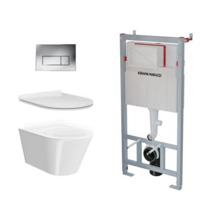 Комплект с подвесным унитазом PLAZA Modern и кнопкой управления хром-глянец Комплект с подвесным унитазом PLAZA Modern и кнопкой управления хром-глянец